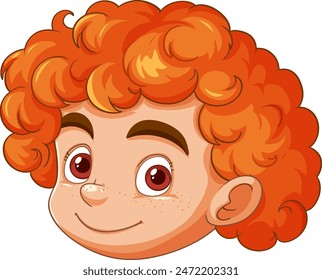 Happy child with curly red hair