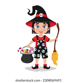 Happy child dressed as a witch