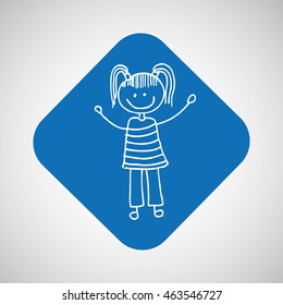 happy child with geometrical icon, vector illustration