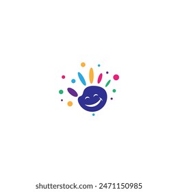 happy child hand logo with bubble ornament in colorful flat design