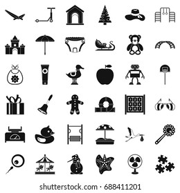 Happy child icons set. Simple style of 36 happy child vector icons for web isolated on white background