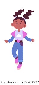 Happy child jumping flat icon Leisure time. Vector illustration
