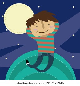 Happy child at night