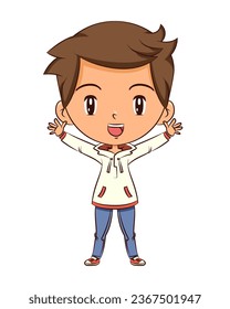 Happy child open arms expression