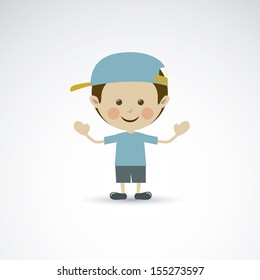 happy child over gray background vector illustration