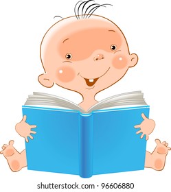niño feliz recibe el conocimiento de un libro abierto