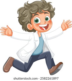 Happy child running with open arms and smile