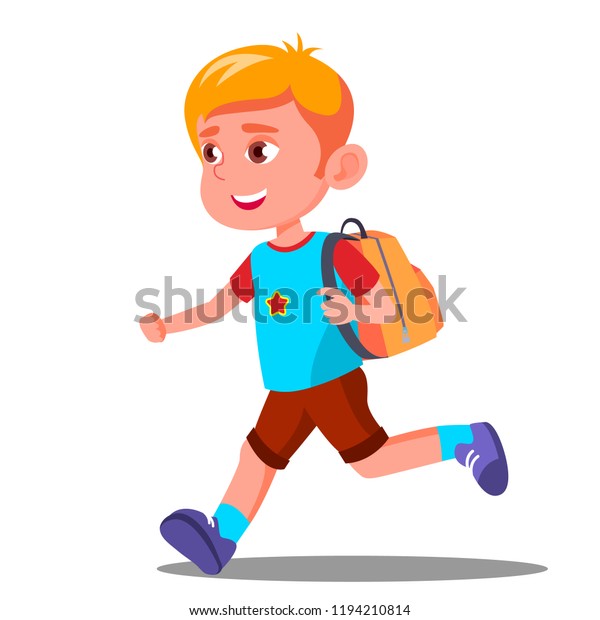 Happy Child Running School Bag Vector Stock Vector (royalty Free 