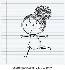 Happy child sketch on lined paper background