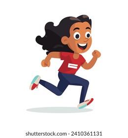 A happy child is sprinting with joy in this colorful vector illustration.