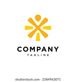 Happy Child Sun Logo Icon Vector