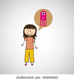 happy child thinking in a toy icon