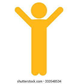 Happy Child vector icon. Style is flat symbol, yellow color, rounded angles, white background.