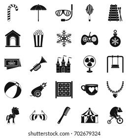 Happy childhood icons set. Simple set of 25 happy childhood vector icons for web isolated on white background