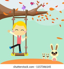 Happy children in the autumn