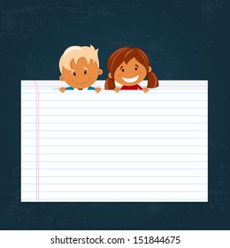 Happy children. Back to school theme. Vector illustration 