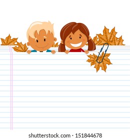 Happy children. Back to school theme. Vector illustration 