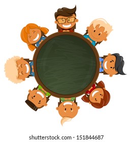 Happy children. Back to school theme. Vector illustration 