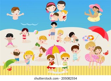 Happy children at the beach