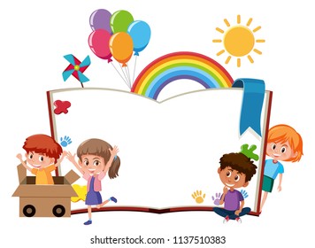 Happy Children Blank Book Template Illustration Stock Vector (Royalty ...