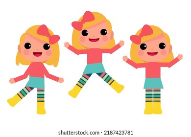Happy Children boy and girl Funny cartoon character design. Design for banner, layout, annual report, web, flyer, brochure, ad. Cartoon vector illustration