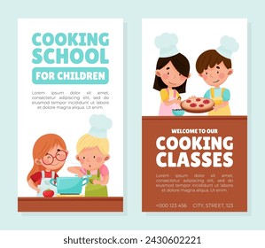 Happy Children Chef Cooking Class Banner Design Vector Template