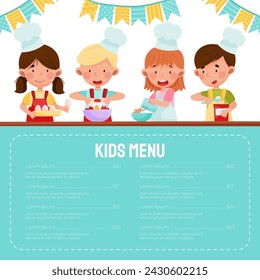 Happy Children Chef Cooking Menu Card Vector Template