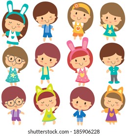 happy children clip art set