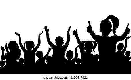 Happy children crowd, silhouette. Kindergarten graduation or kids party and etc.  Vector illustration