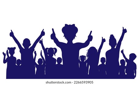Happy children crowd, silhouette.Cheerful kids on party, holiday and etc. Vector illustration