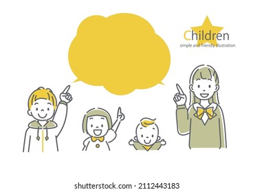 happy children, cute and simple illustration