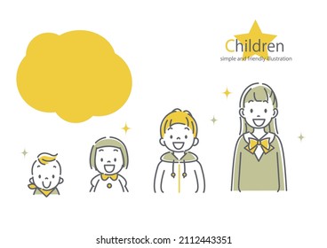 happy children, cute and simple illustration