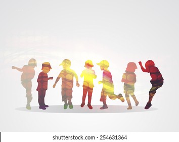 Happy children dancing together