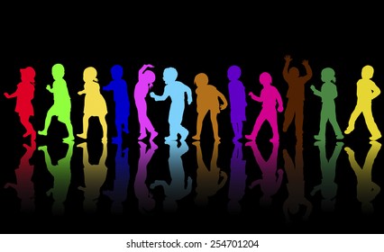 Happy children dancing together