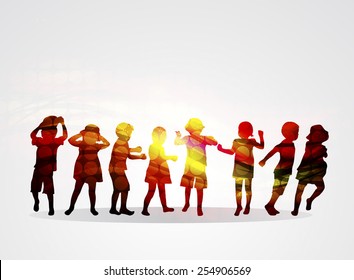 Happy children dancing together