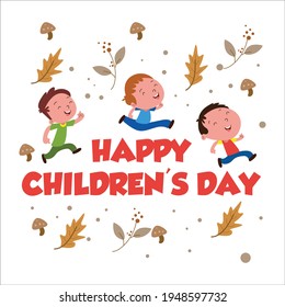 Happy Children Day Character Flat Cartoon Vector Template Design Illustration