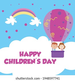 Happy Children Day Character Flat Cartoon Vector Template Design Illustration