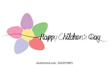 Feliz día de los niños, dibujo continuo de una línea. Ilustración vectorial