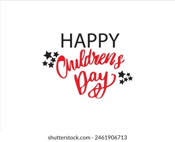 Happy children day logo and icon illustration and vector.