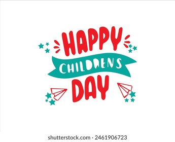 Happy children day logo and icon illustration and vector.