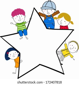 Happy children and frame