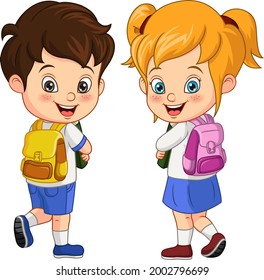 Happy children go to school