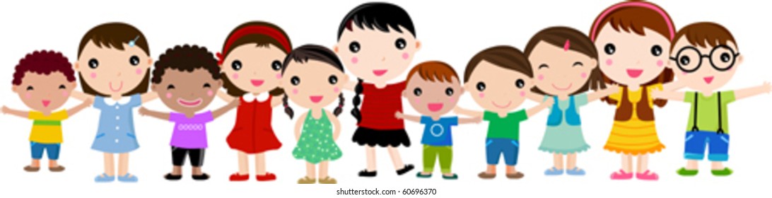 happy children hand in hand
