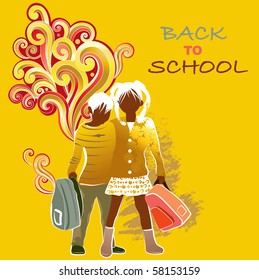 Happy children hugging, back to school