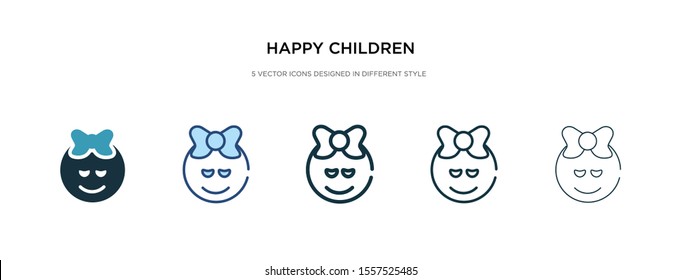 happy children icon in different style vector illustration. two colored and black happy children vector icons designed in filled, outline, line and stroke style can be used for web, mobile, ui