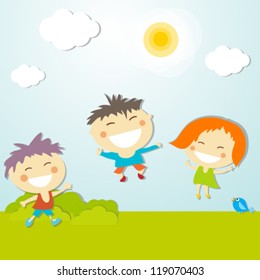 Happy Children Jumping