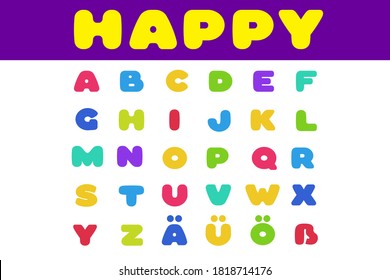 Happy Children Kids Entertainment Funny Font Vector colorful design