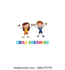 Happy children and kids logo design vector. Education, children day, school logo concept