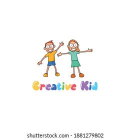 Happy children and kids logo design vector. Education, children day, school logo concept