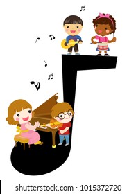 Happy children and music